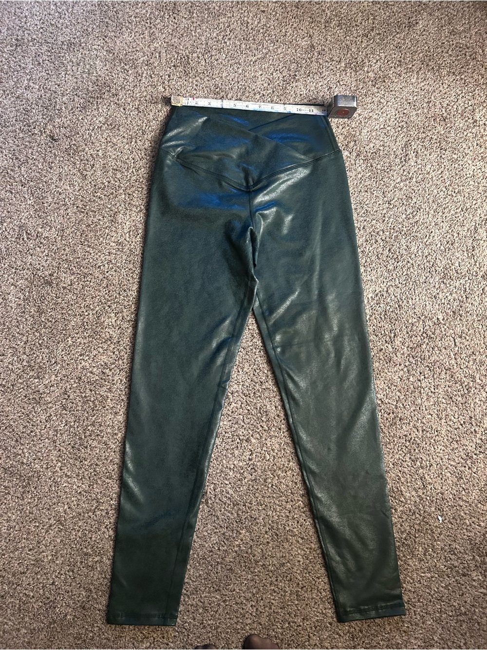 aerie OFFLINE Faux Leather Leggings in Dark Green